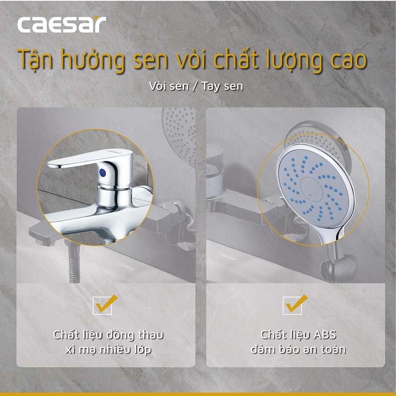 Vòi sen tắm lạnh gắn tường Caesar S063C tay dây sen xi