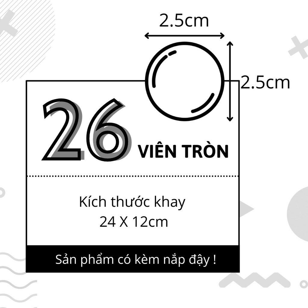 Khay Nhựa Làm Đá Sáng Tạo 26 Viên Tròn Có Nắp Hole Hàn Quốc KT: 24x12 cm