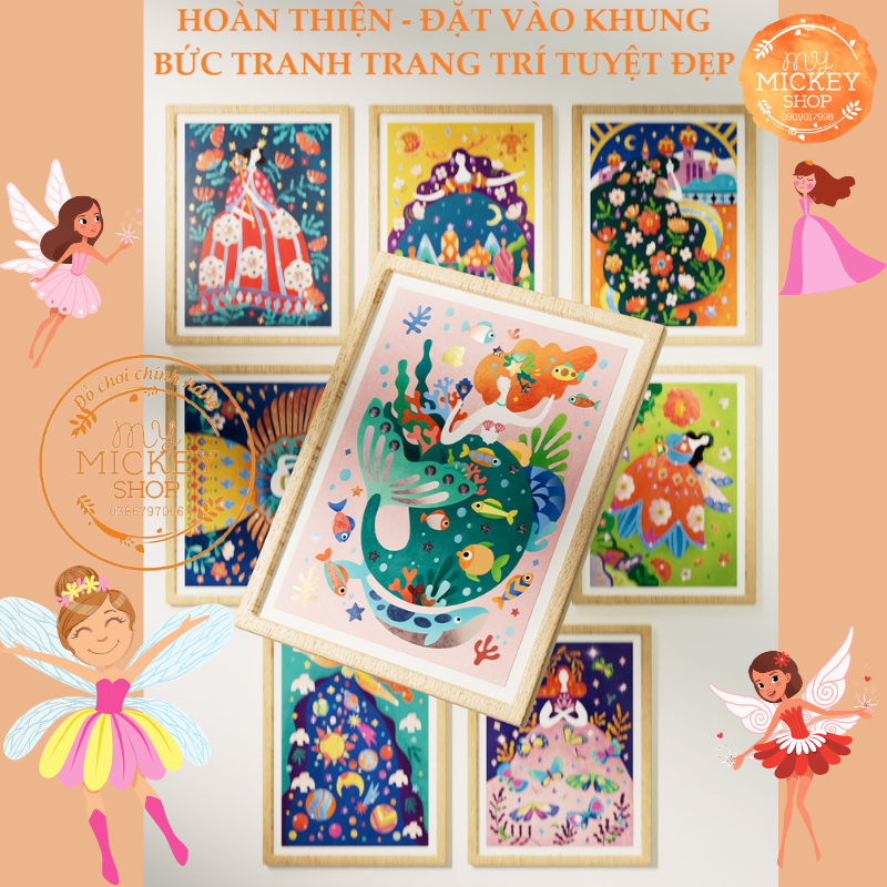 MIDEER GOLD FOIL STICKERS - Bộ 8 tranh dán Nhật Ký Công Chúa dành cho các bé gái yêu thích khéo tay thủ công DIY từ 6 tuổi MD4146