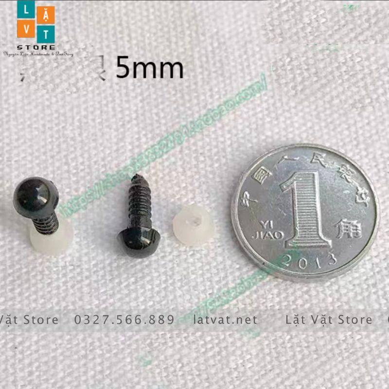 Mắt nhựa đen có vít xoáy - Needle felting kèm chốt, làm gấu bông, móc len, mắt búp bê