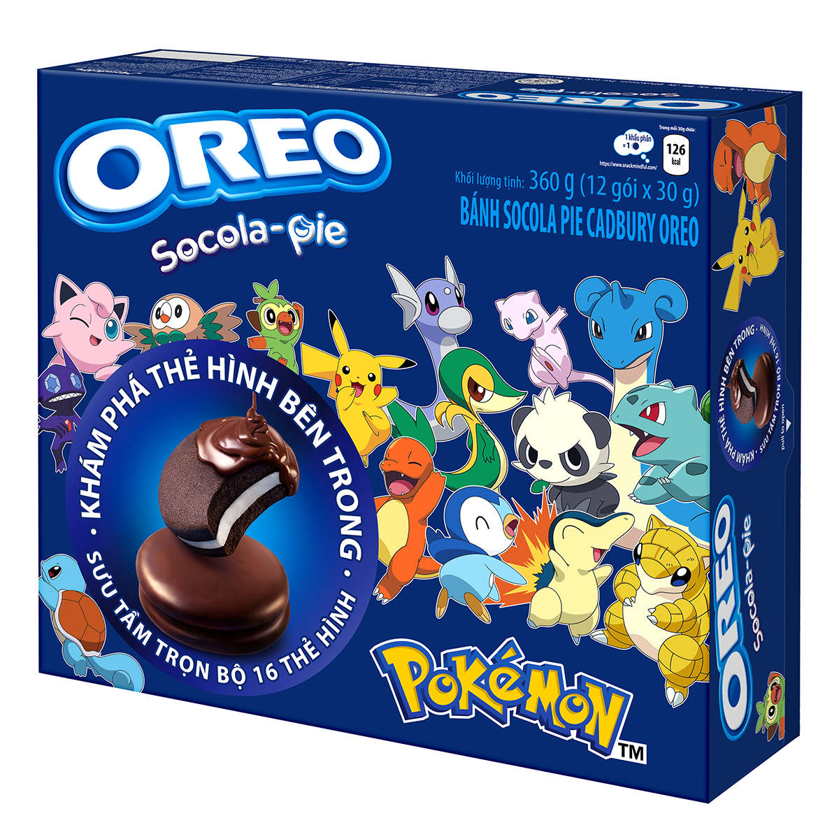 [Special Edition] Bánh OREO Pie POKÉMON vị vani, combo 2 hộp x 360g (Tặng kèm 2 thẻ hình OREO POKÉMON)