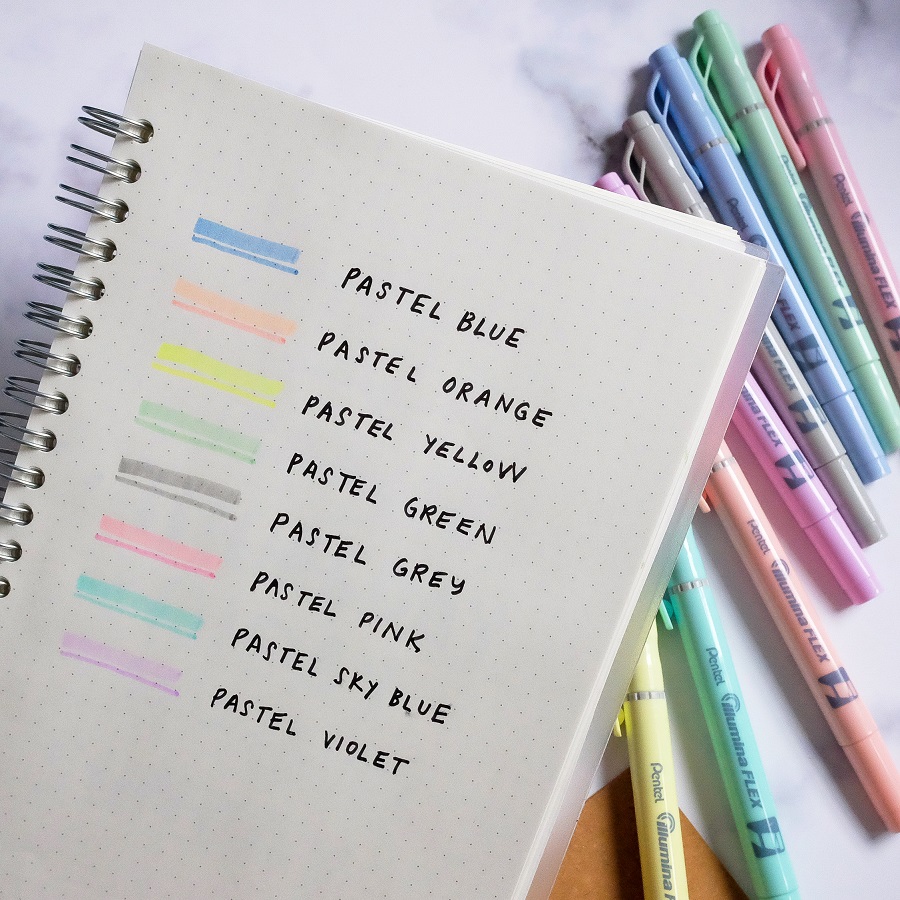 Bộ 8 bút đánh dấu Pentel Illumina Flex Twin Tip Highlighter - Bold/Five