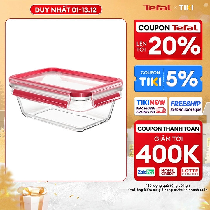 Hộp bảo quản thực phẩm thủy tinh Tefal Masterseal Glass 850ml - Hàng chính hãng