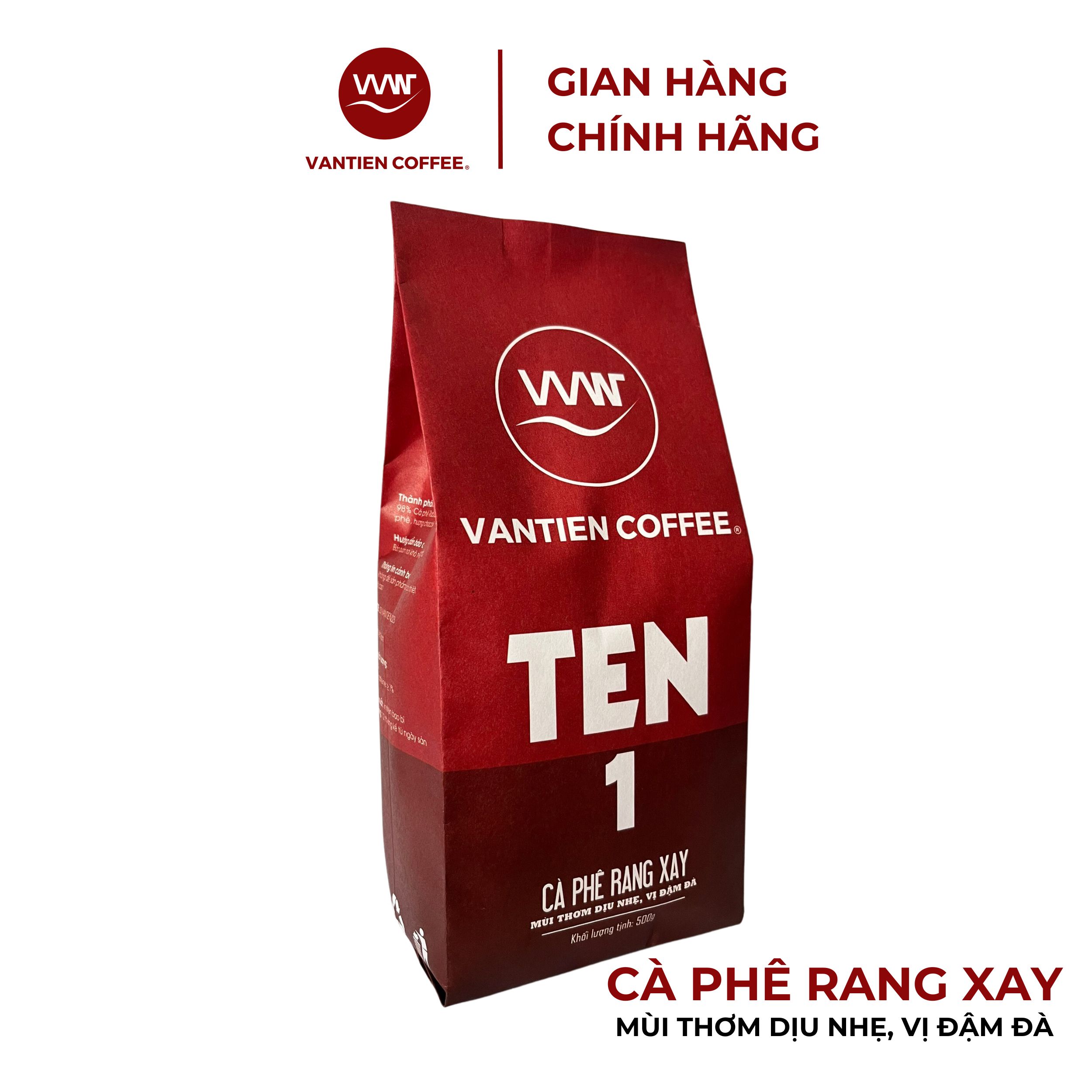 Combo 2 gói Cà phê rang xay Vantien Coffee Ten 1 mùi thơm dịu nhẹ, vị đậm đà 500g/gói