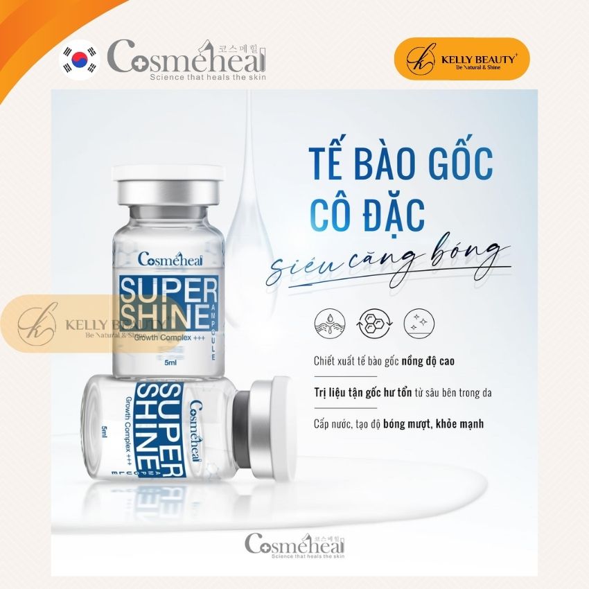 Tế Bào Gốc Căng Bóng Da Cosmeheal SuperShine Ampoule - Phục Hồi Da Tổn Thương, Cấp Ẩm Sâu, Nuôi Da Khỏe | Kelly Beauty