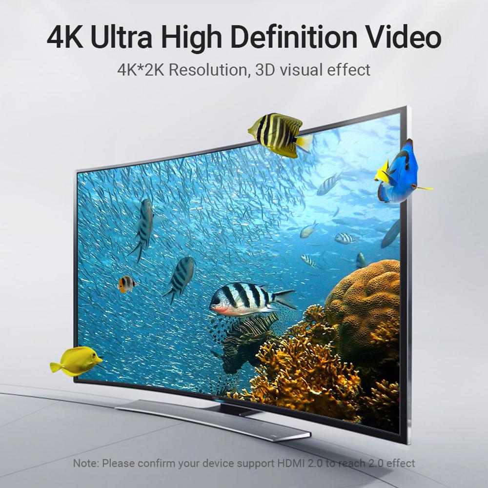 Cáp Vention AAQBI 270 độ HDMI 2.0 Góc phải Cáp 4K & 3D Kỹ thuật số HD Thay thế cho TV Bộ chia âm thanh video PS3 / 4