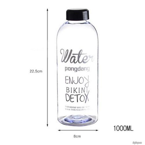 Bình Nước Trong suốt Detox WATER PONGDANG Detox 600ml + 1000ml CAO CẤP /Tặng Kèm Túi siêu tiện lợi