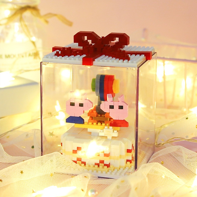 Đồ Chơi Lắp Ráp bánh kem sinh nhật Thỏ Stella ,Gấu, Vịt Donald Có Đèn, nanoblocks cho bé trai bé gái