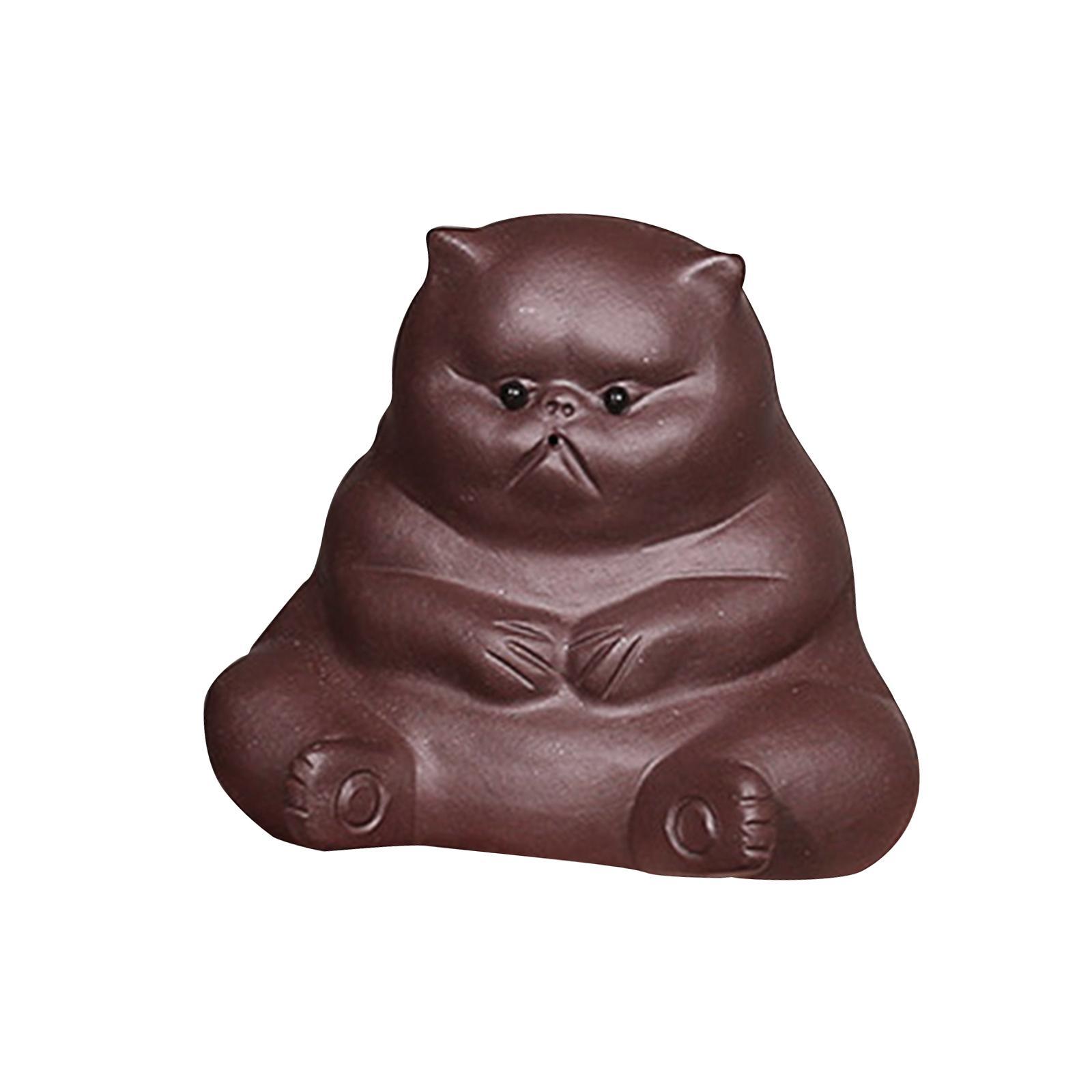 Statue Clay Tea Pet Dining Room Home Decor Miniature Kitten Figurines Kitty Sculpture for Bookshelf Dorm Living Room Cabinet