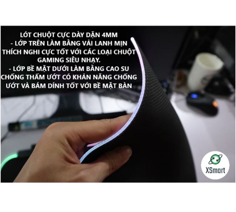 Lót Chuột Led RGB Loại Lớn Mẫu XSmart Cao Cấp - Siêu Đẹp, Cực Ngầu - Hàng Chính Hãng