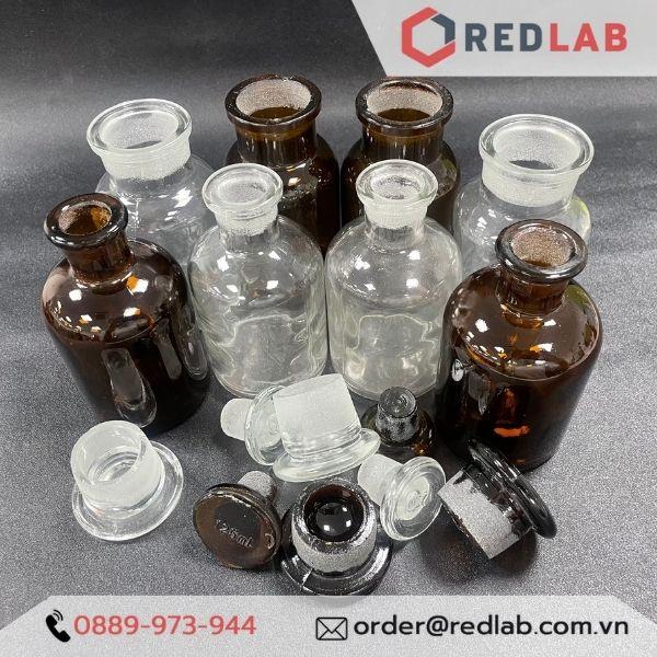 Chai lọ thuỷ tinh trắng / nâu 125ml, nắp đậy mài, miệng rộng / miệng hẹp ONELAB, đựng hóa chất, dược liệu, mỹ phẩm