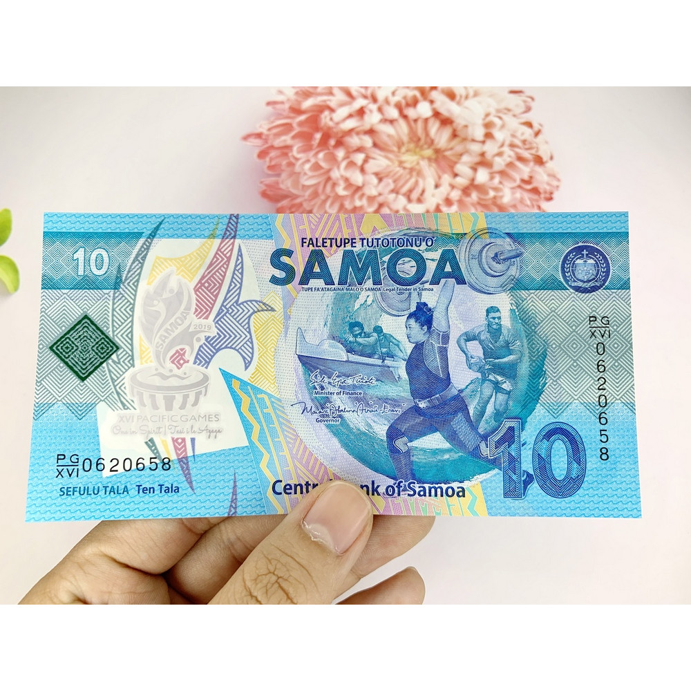 Tiền 10 Dollar của Samoa ở châu Đại Dương , tiền Polyme , tặng phơi nylon bảo quản tiền