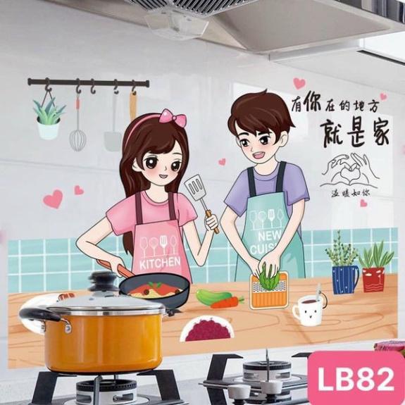 Giấy Dán Tường Nhà Bếp Cách Nhiệt Chống Dầu Mỡ, Chịu Nhiệt - Decal Dán Bếp Họa Tiết 3D