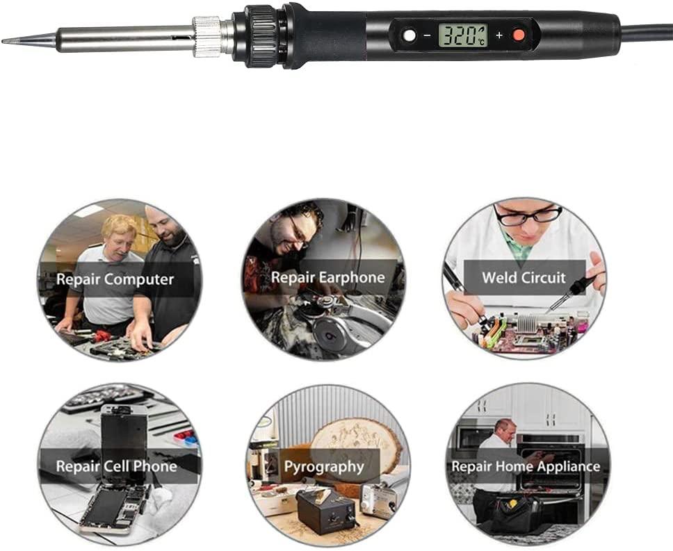 Bàn ủi hàn 80W 180 ~ 480 ℃ Bàn ủi hàn điện với màn hình LCD và đầu làm nóng