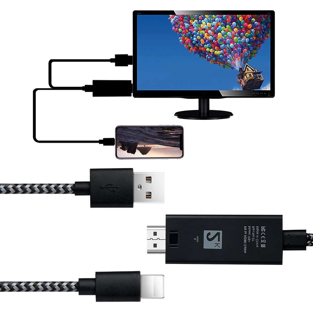 Cáp chuyển Lightning sang Tivi HD dây dù bền, chất  lượng 2k - Tặng đầu nối HDMI