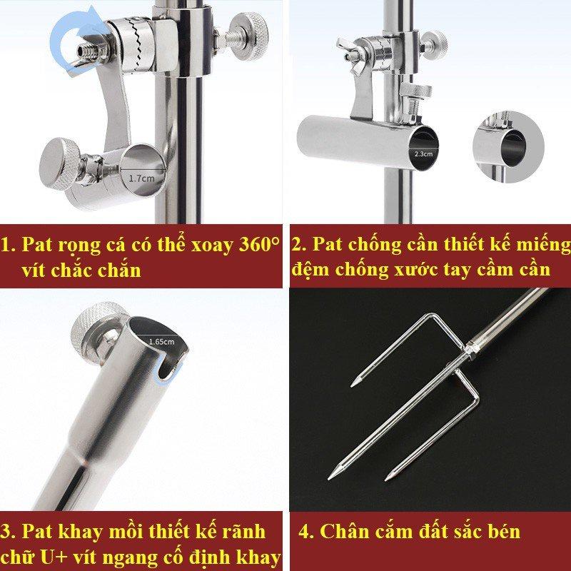 Tháp câu đài đa năng tháp chống cần câu cá AK FISHING cao cấp bằng INOX gắn gọng cá khay mồi chất lượng giá rẻ