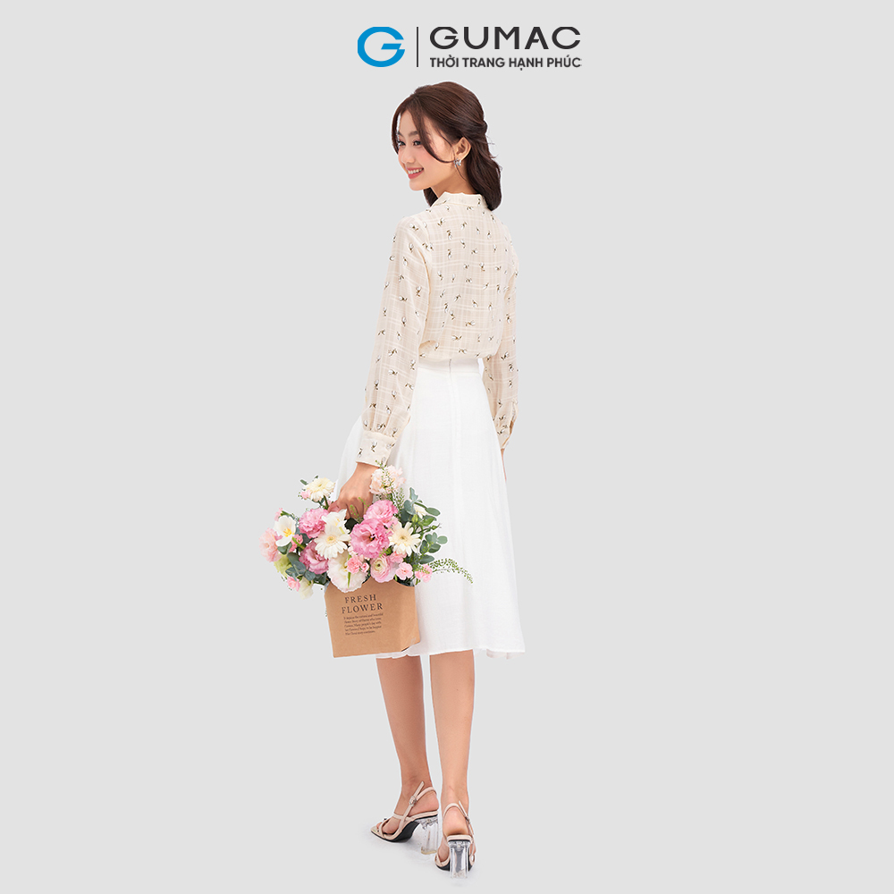 Áo kiểu GUMAC AC12022 họa tiết hoa thắt nơ