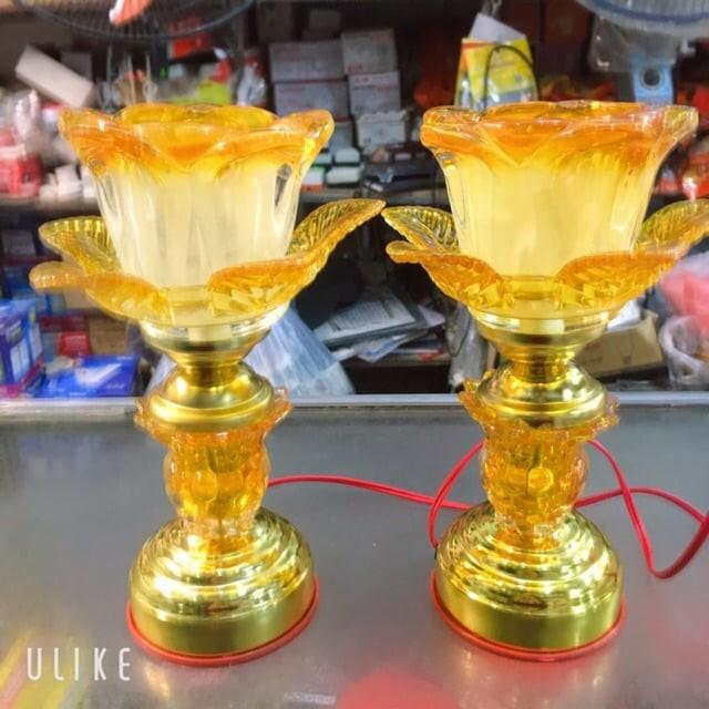 ĐÈN THỜ THỦY TINH SEN 1 BÔNG 20CM