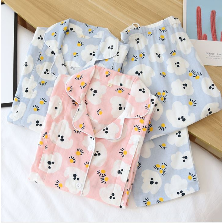 Bộ Đồ Pyjama Bầu Và Sau Sinh Azuno BD2881 Mặc Nhà Chất Liệu Xô Nhật Mặc Mùa Hè Cực Mát Có Thiết Kế Cho Con Bú