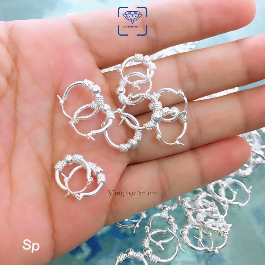 Khuyên tai, bông tai khoen tròn đeo sát tai cho mẹ / bé / nam / nữ bạc thật nguyên chất, trang sức Anchi jewelry