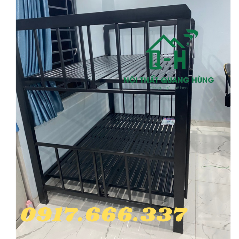 GIƯỜNG TẦNG SẮT HỘP 4X8 1M4X1M4 MÀU ĐEN DÀNH CHO GIA ĐÌNH