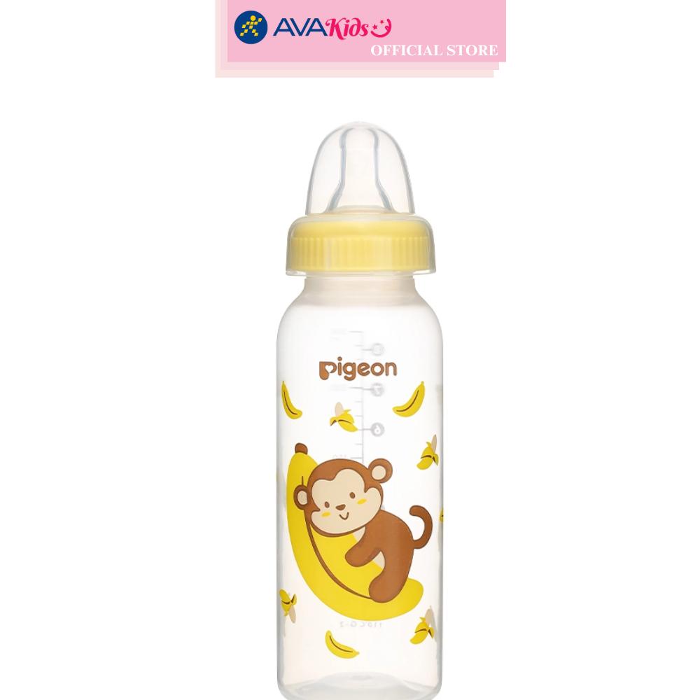 Bình sữa nhựa PP Pigeon cổ hẹp 240 ml - Hình khỉ (từ 4.5 tháng)