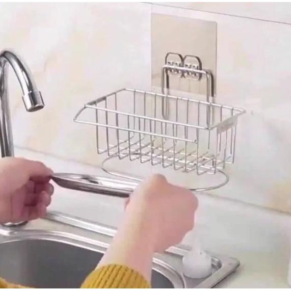 Kệ inox dán tường - Kệ inox để đồ rửa chén bát, rửa bát có khay hứng nước cao cấp
