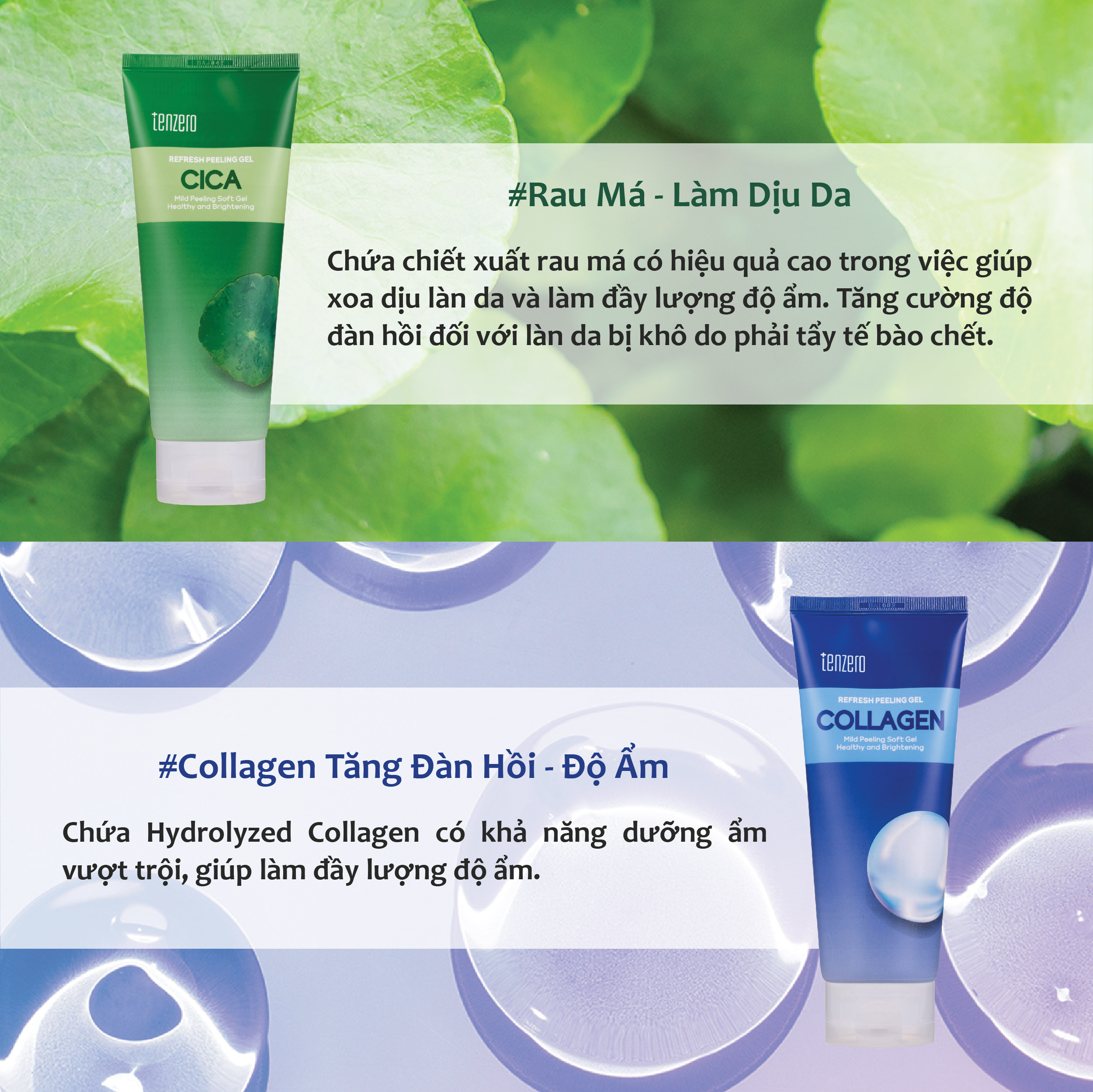 Tẩy Tế Bào Chết Làm Sáng Mịn Da Dạng Gel Tenzero Refresh Peeling Gel 180ml/ Cho Da Mặt và Body