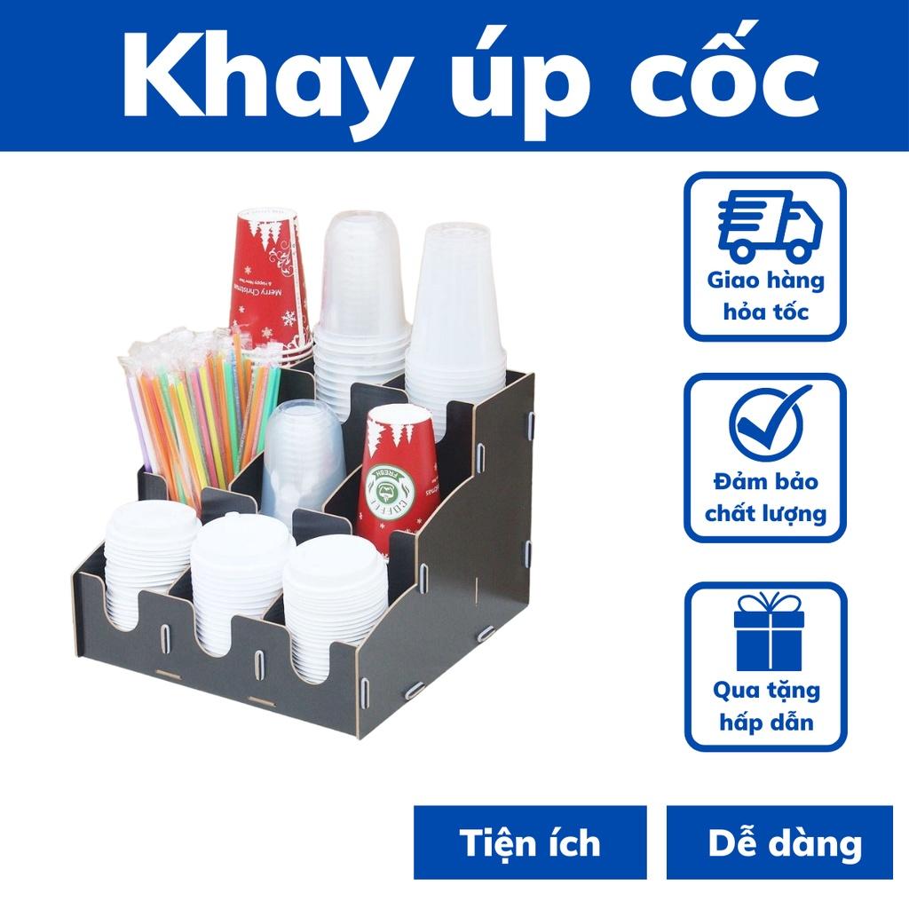 Khay kệ đựng cốc 9 lỗ bằng gỗ đa năng tiện lợi kệ đựng úp cốc ly nhựa an toàn thông minh cho quán cafe bảo hành 1 đổi 1