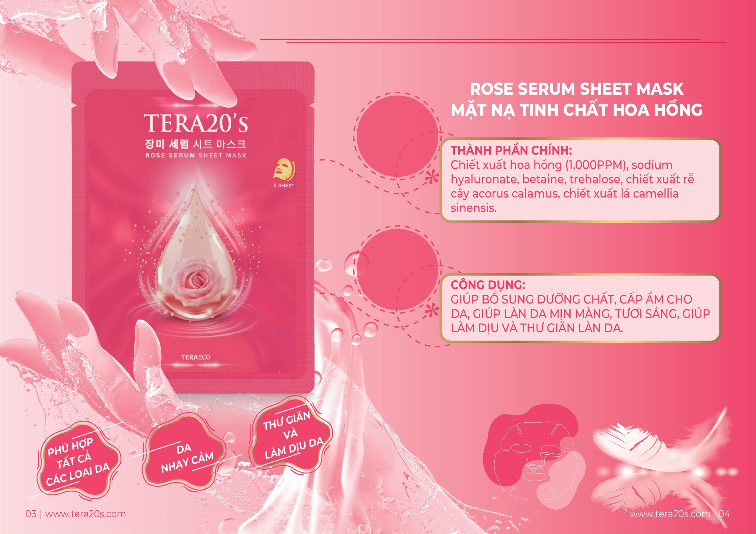 Combo 3 mặt nạ cấp ẩm cho da TERA20's dòng Serum