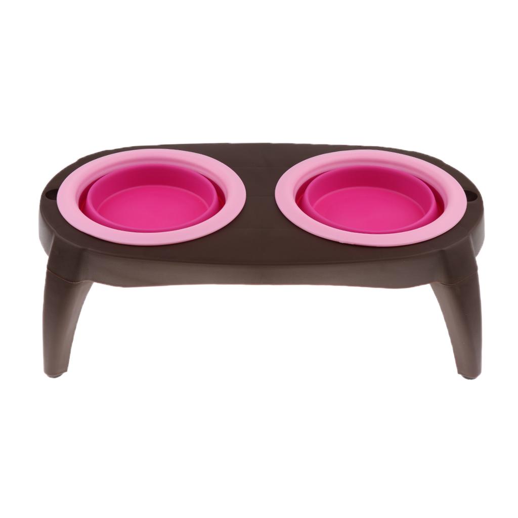 Removable Dog Folding Bowl Pet Cat Puppy Food Water Feeding Travel Bowl Pink