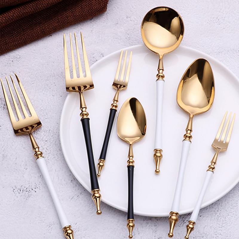 Bán Nhà Hàng Cao Cấp Thép Không Gỉ 304 Bộ Bít Tết Dao Muỗng Nĩa Thìa Cà Phê Trái Cây Dĩa Nhà Bếp Gia Đình bộ Đồ Ăn