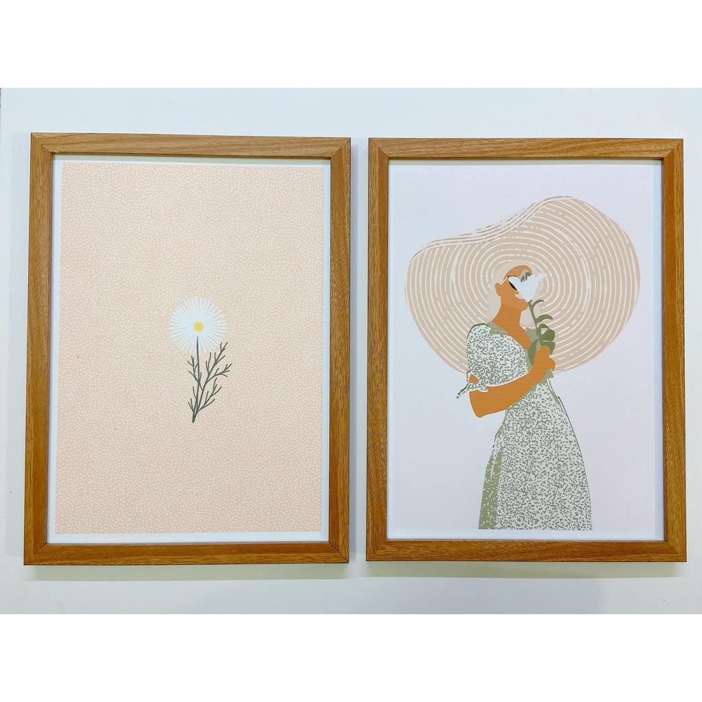 Bộ tranh hoa lá cỏ cây decor phòng 3 bức 40x60cm chất liệu canvas siêu bền