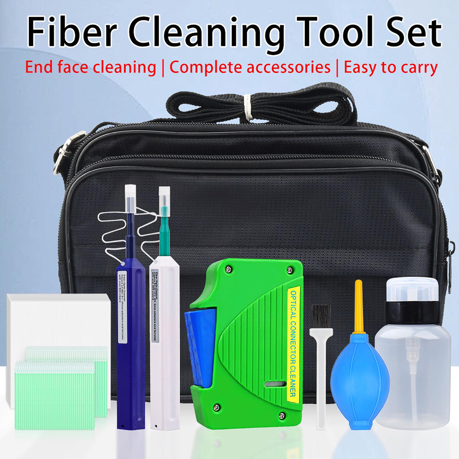 Optical Fiber End Face Cleaning Tool Set Fiber Optic Cleaning Tools with Cleaning Box Cleaning Pen Toolkit Brush Cotton Swabs