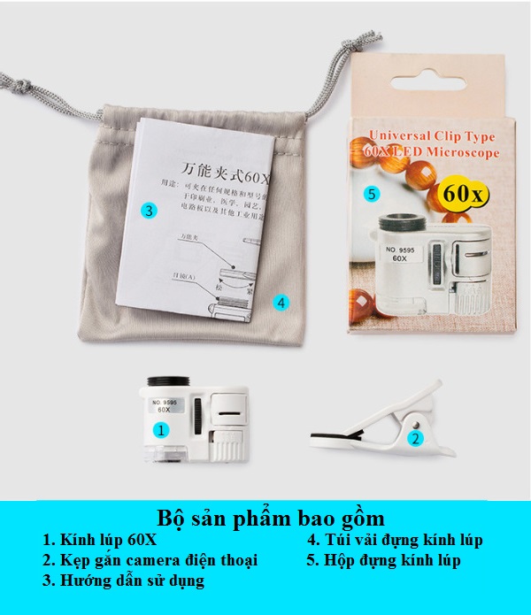 Kính lúp kẹp điện thoại có đèn siêu nét