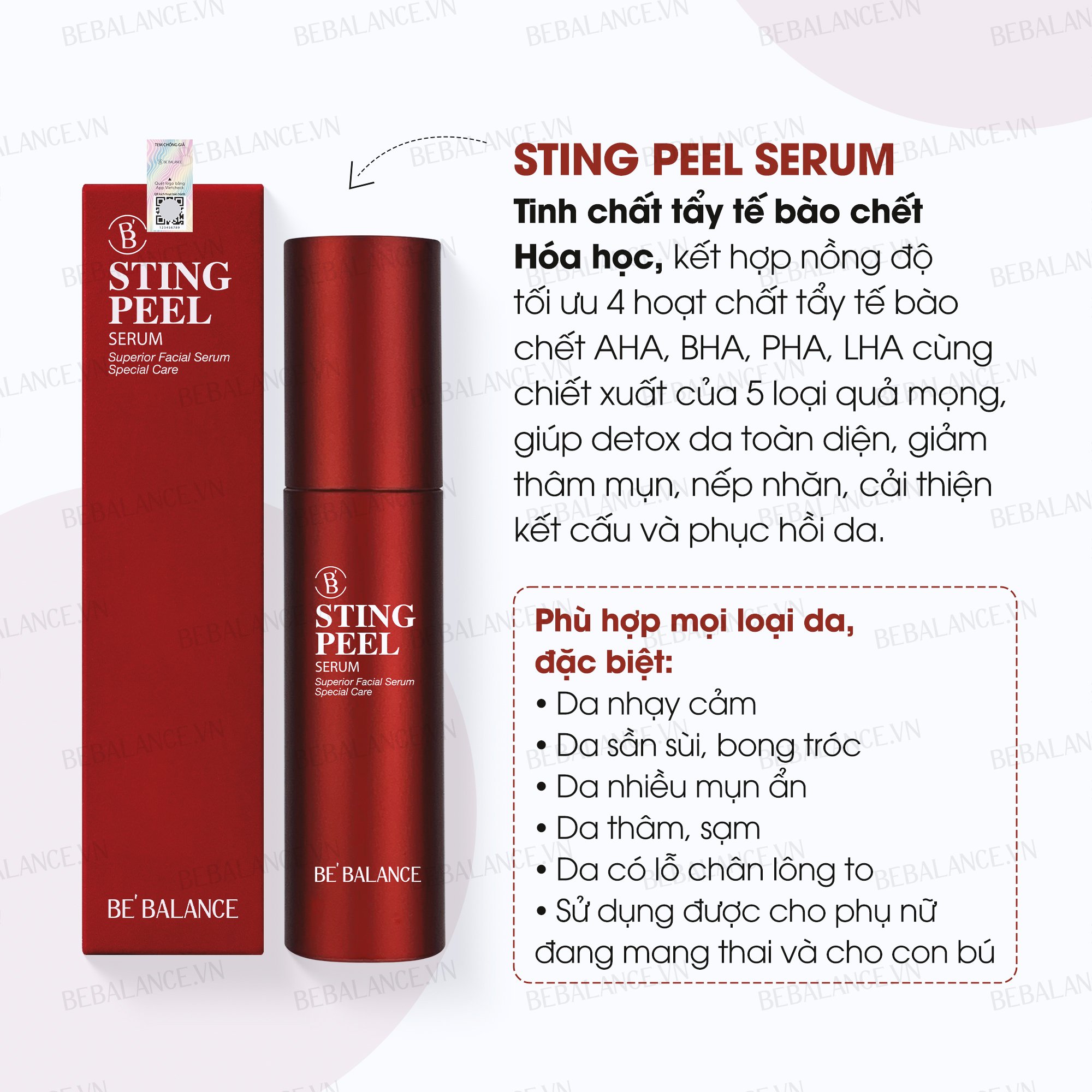 Tẩy tế bào chết hoá học BEBALANCE Sting Peel Serum 30ml