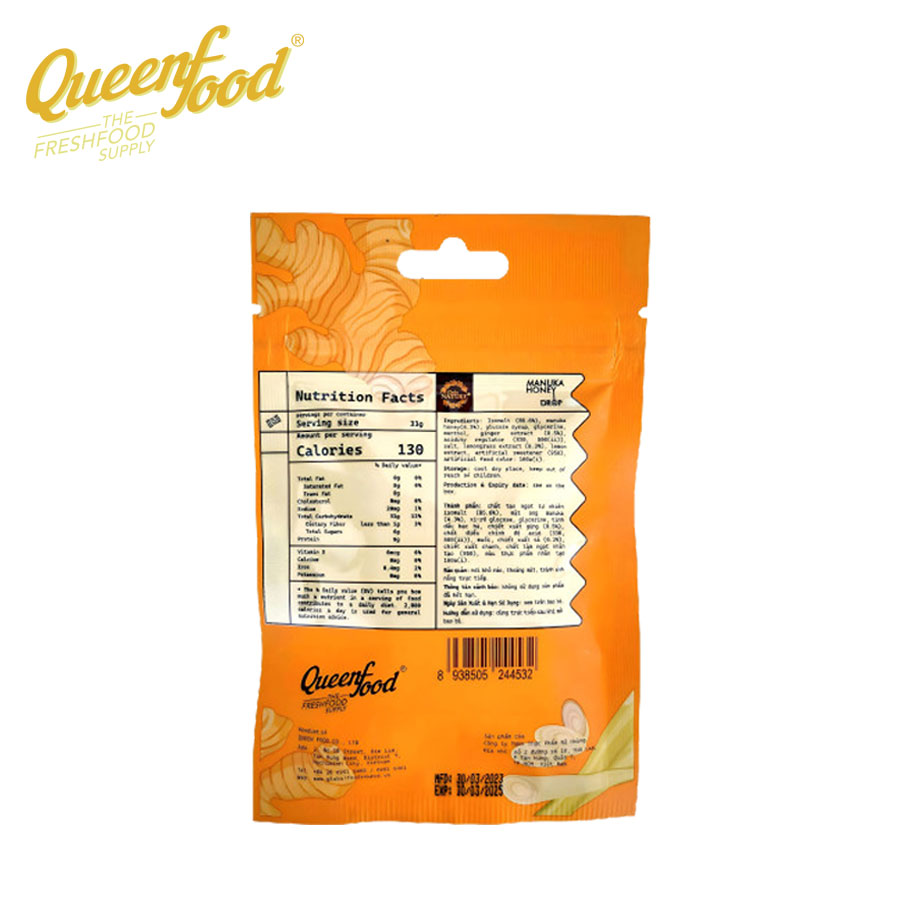 Kẹo Gừng Mật Ong Manuka Only Nature 16.5gr Phiên Bản Mới