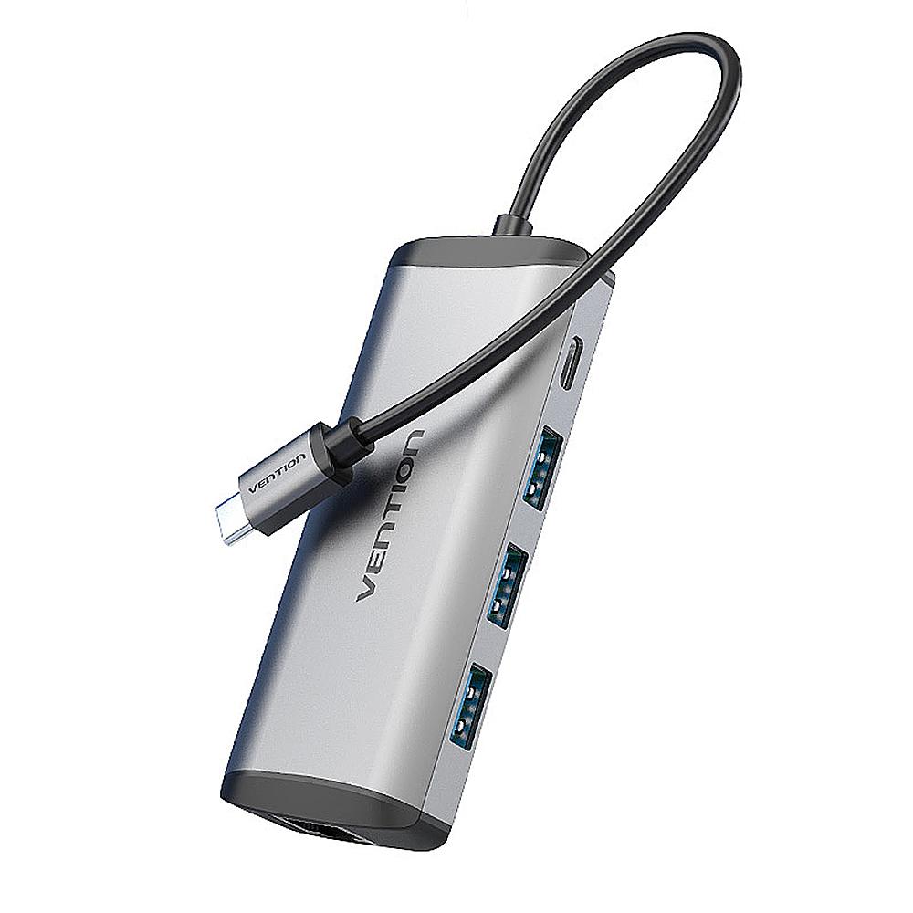 Cáp chuyển Type-C to USB3.0 * 3 RJ45 PD HUB Dock USB-C 0.15M