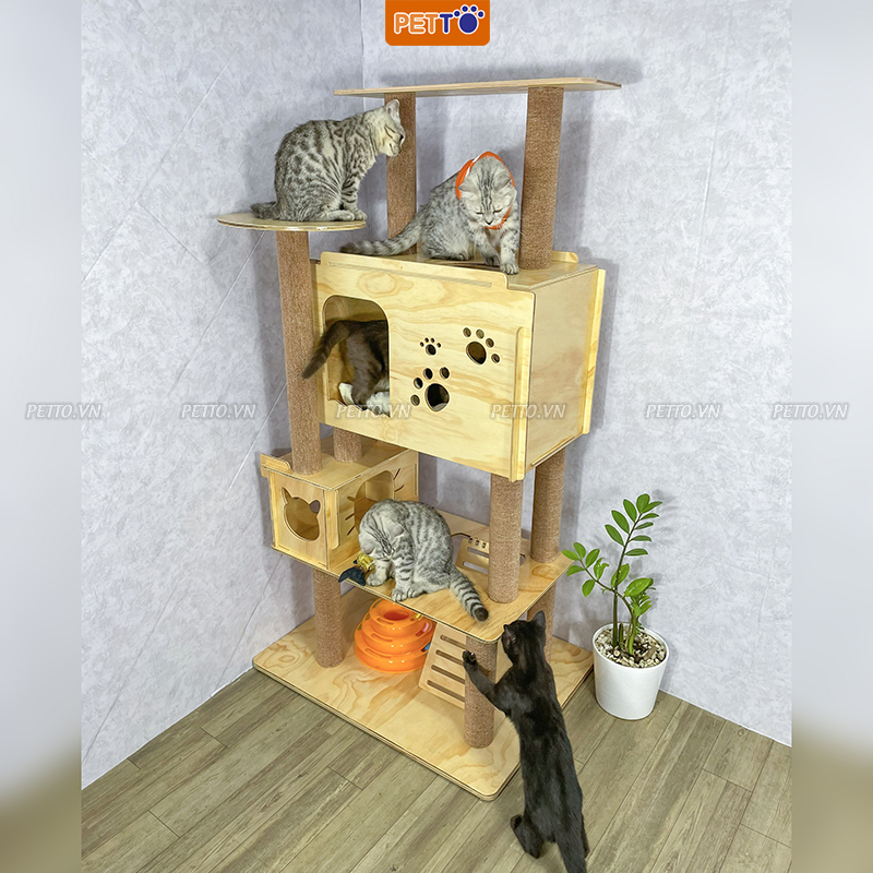 Nhà Cây Cho Mèo 3 Tầng Hiện Đại CH003