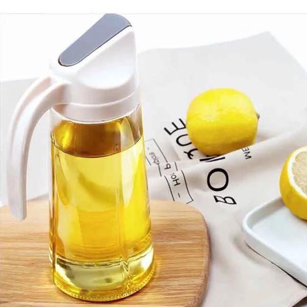 Bình Đựng Dầu Ăn, Nước Mắm, Xì Dầu Cao Cấp Tự Động Mở Nắp Khi Rót 600ml