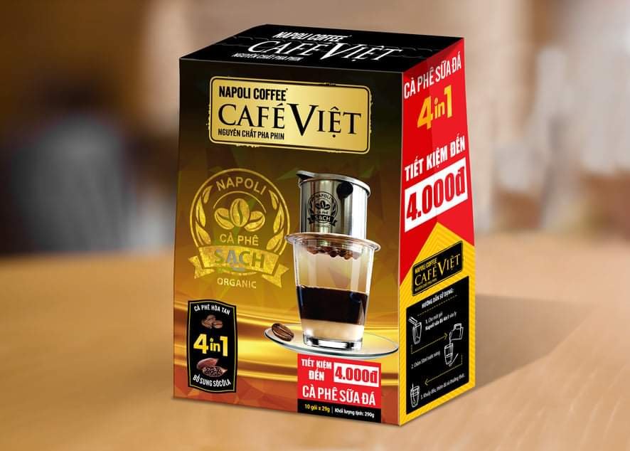 Cà Phê Hoà Tan Sữa Đá 4IN1 Napoli Coffee 29g/gói - Cà Phê SẠCH, Dậy Mùi Cà Phê Arabica/Robusta Bổ Sung Socola Béo Ngậy