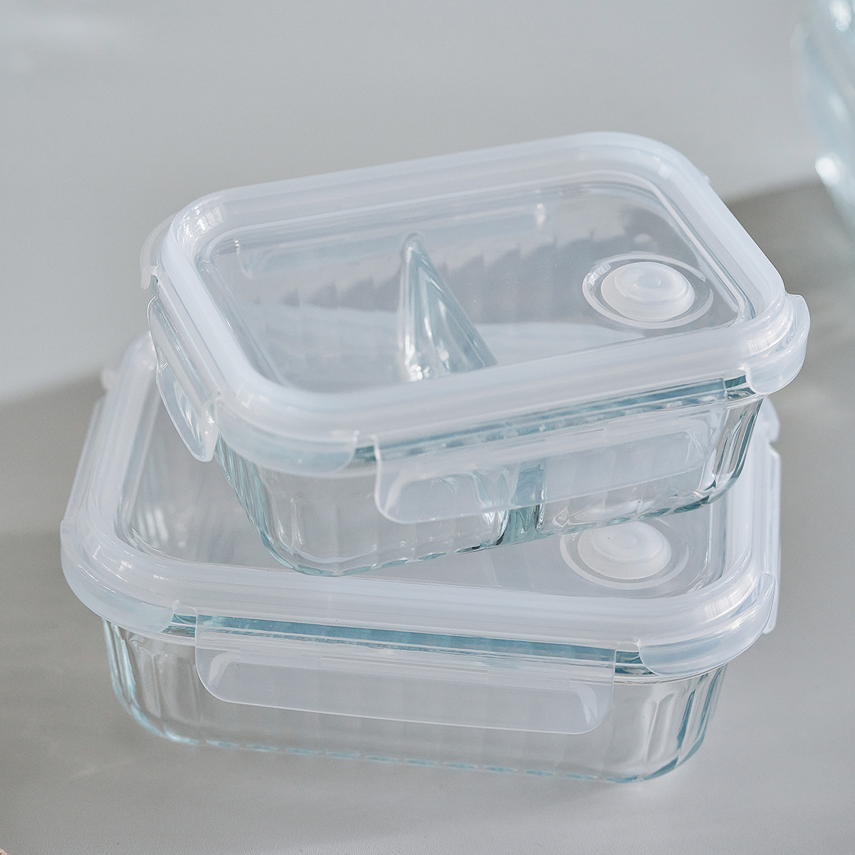Hộp đựng thực phẩm thủy tinh chia 2,3 ngăn Wavelock V  , Nhiều Size , Sản Phẩm Nhập Khẩu Và Phân Phối Chính Hãng Cobi Home