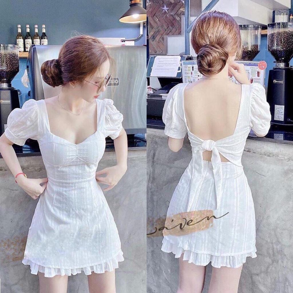 Váy Đầm Nữ Đũi Xòe Cột Nơ Lưng Thời Trang Gunkaymatter