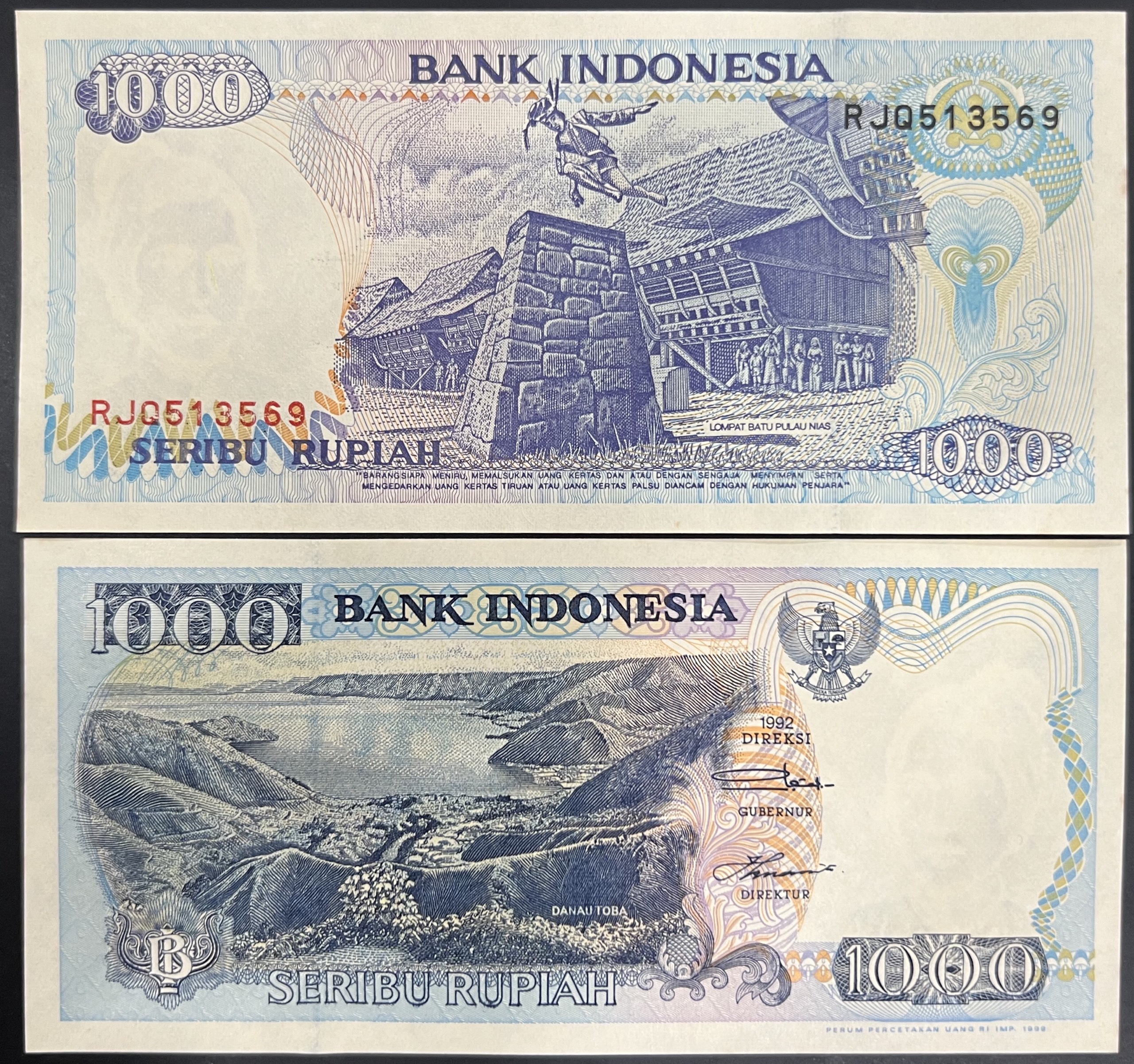 Tờ Indonesia 1000 Rupiah 1992 sưu tầm, tặng phơi bảo quản