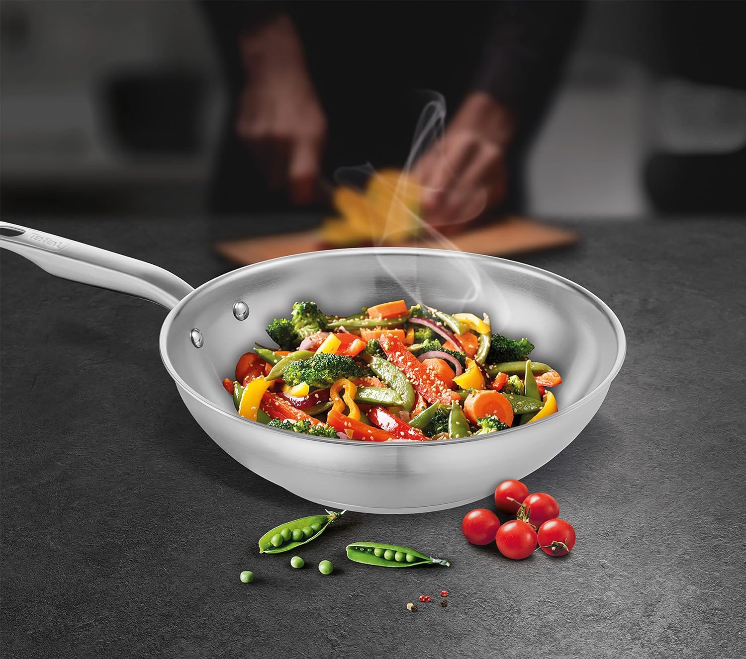 CHẢO INOX SÂU LÒNG TEFAL VIRTUOSO WOK 28 CM Hàng chính hãng