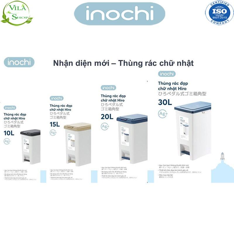 Thùng Đựng Rác, Thùng Rác Nhựa Đạp Chân Có Lõi 30 Lít Nắp Đậy Chữ Nhật Inochi Tiêu Chuẩn Xuất Nhật - Châu Âu - EU