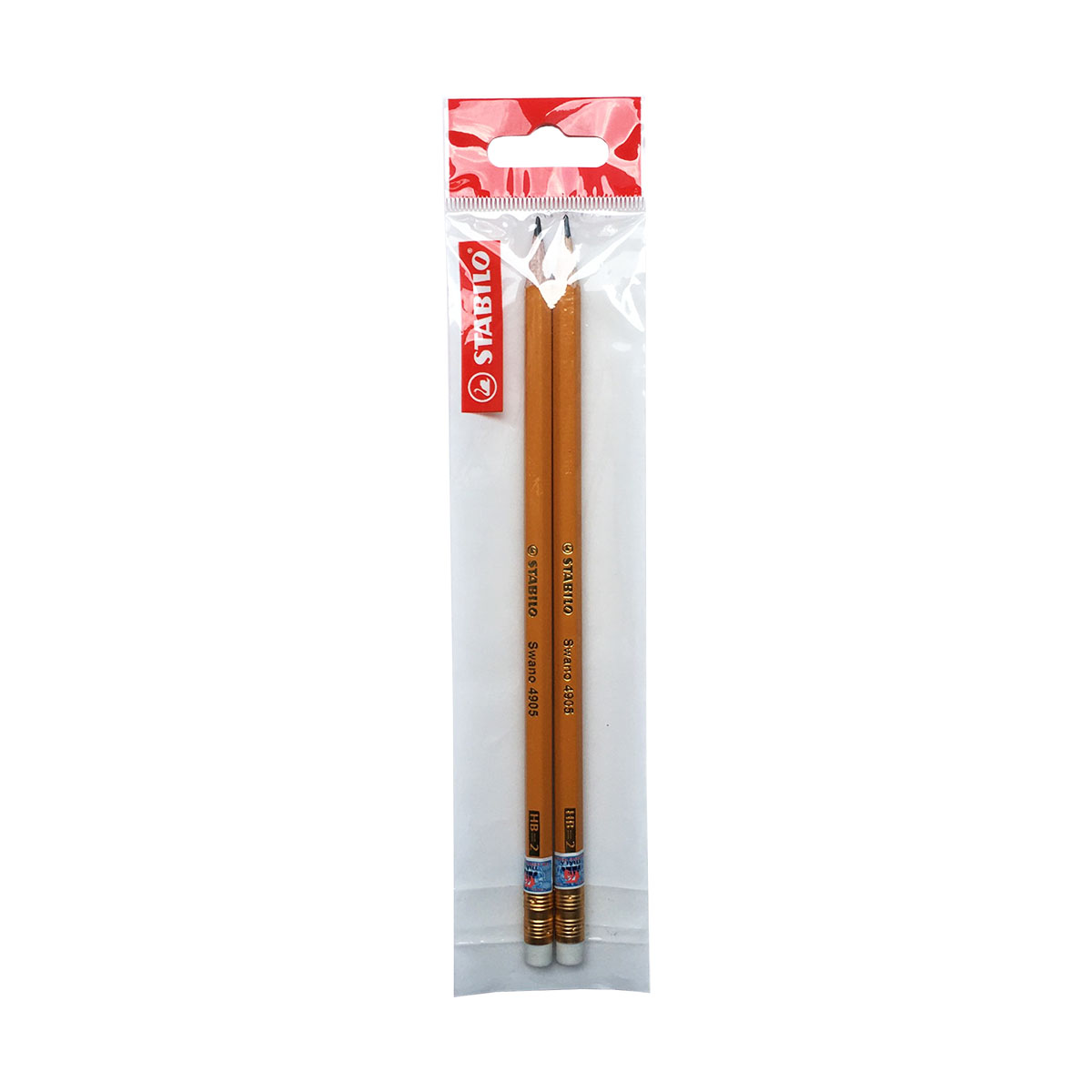 Combo Bút chì gỗ STABILO Schwan/Swano - Bộ 2 bút thân đỏ có đầu gôm (PC4906-C2)