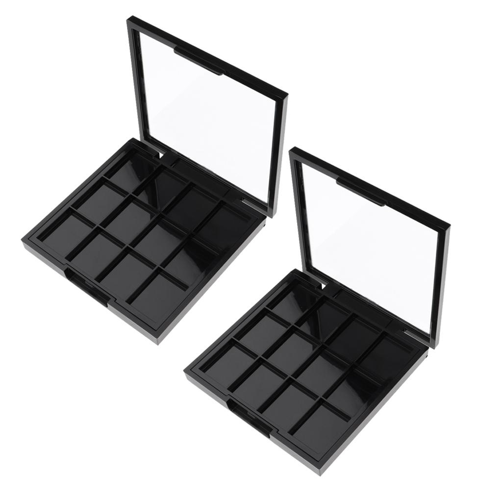 2pcs Empty Makeup Eyeshadow Palette Blusher Lipgloss Powder DIY Case 12 Grid