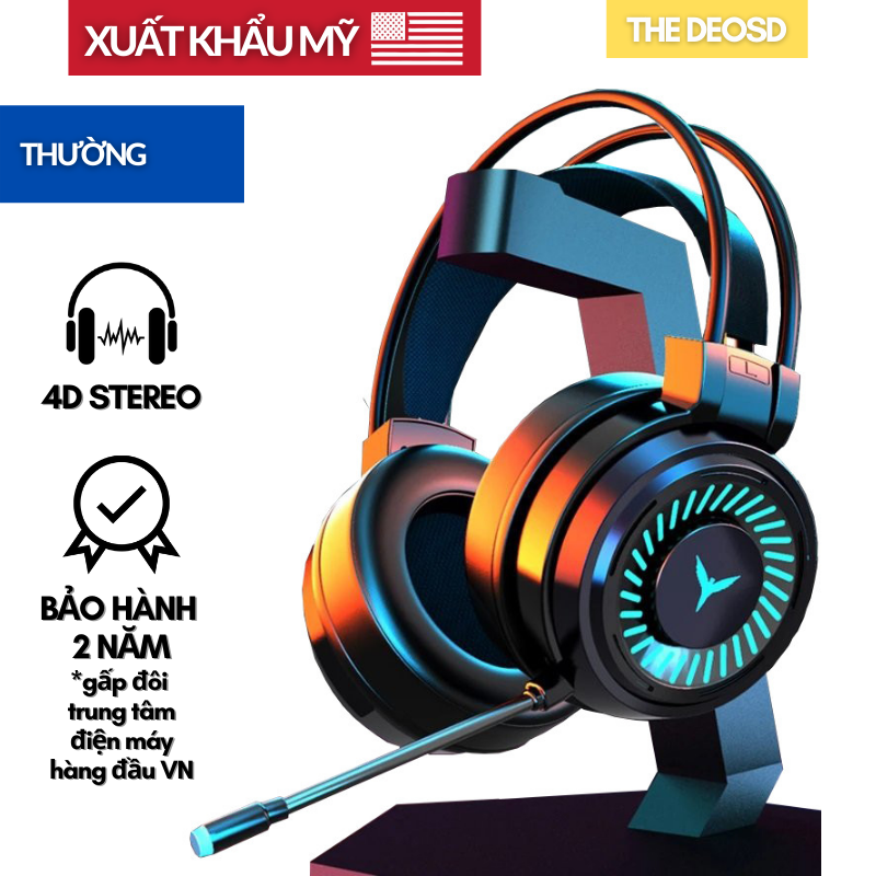 | Xuất Khẩu Mỹ | - Tai Nghe Chụp Tai Có Dây Chơi Game Có Mic Kết Nối Jack USB / Jack 3.5mm - The Deosd WH/G - Hàng Chính Hãng