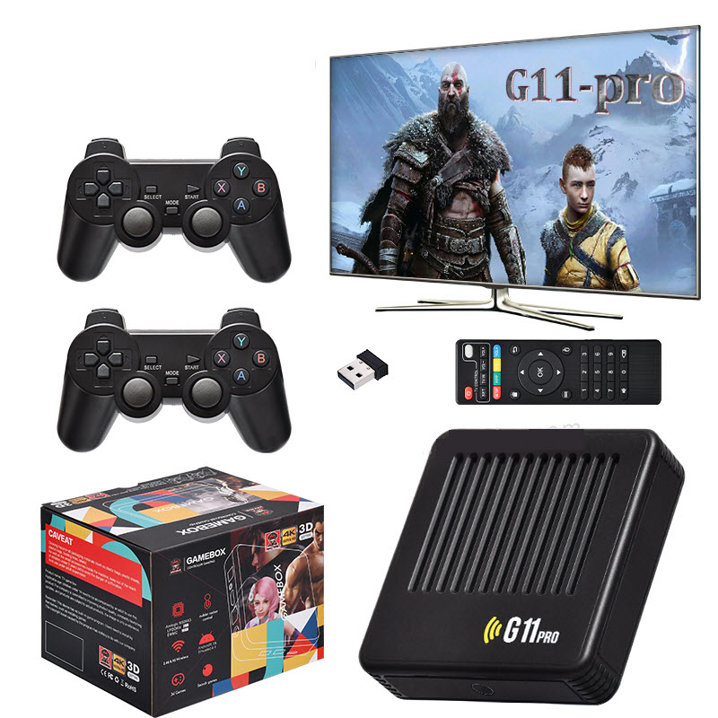 Máy chơi game Console GameBox G11 PRO – 2023 – Thẻ 128GB full 42.105 game – 2 TAY CẦM KHÔNG DÂY